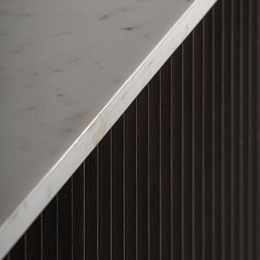 Mueble TV de madera y piedra en marrón, 200 x 40 x 50 cm | Cenves