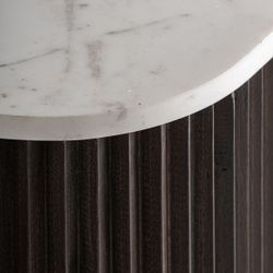 Mueble TV de madera y piedra en marrón, 200 x 40 x 50 cm | Cenves