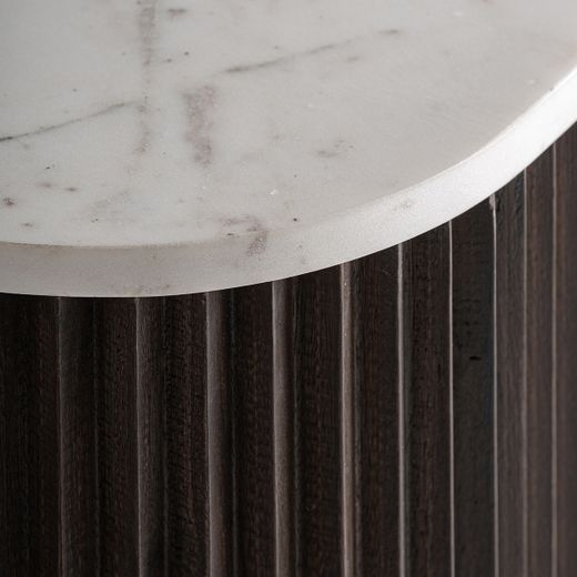 Mueble TV de madera y piedra en marrón, 200 x 40 x 50 cm | Cenves