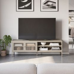 Metal TV stand in sand, 160 x 35 x 50 cm | Fayna