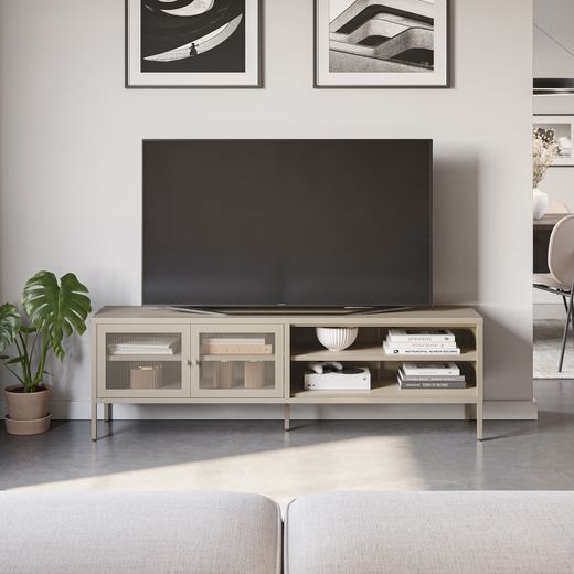 Metal TV stand in sand, 160 x 35 x 50 cm | Fayna