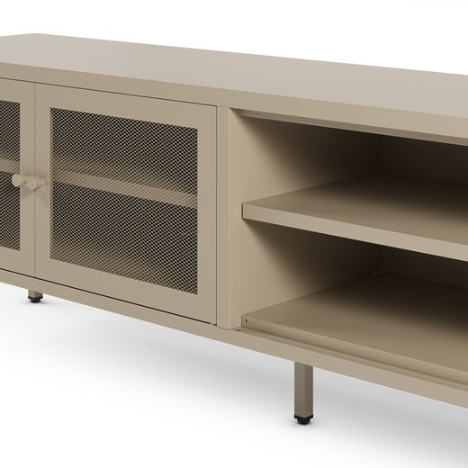 Metal TV stand in sand, 160 x 35 x 50 cm | Fayna