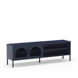 Metal TV stand in blue, 160 x 35 x 50 cm | Diora