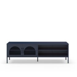 Metal TV stand in blue, 160 x 35 x 50 cm | Diora