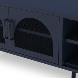 Metal TV stand in blue, 160 x 35 x 50 cm | Diora