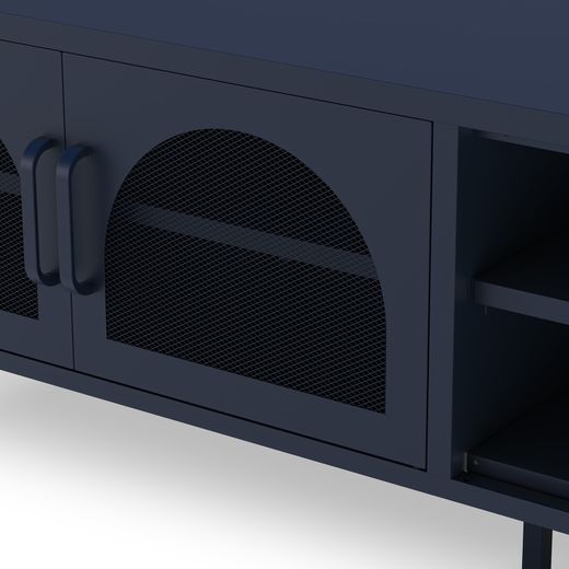 Metal TV stand in blue, 160 x 35 x 50 cm | Diora