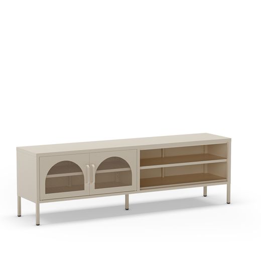 Meuble TV en métal beige, 160 x 35 x 50 cm | Diora
