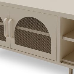 Beige metal TV stand, 160 x 35 x 50 cm | Diora