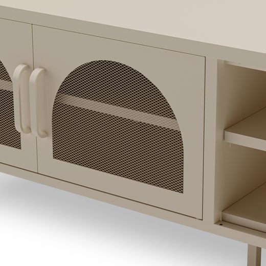 Beige metal TV stand, 160 x 35 x 50 cm | Diora