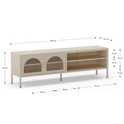 Beige metal TV stand, 160 x 35 x 50 cm | Diora