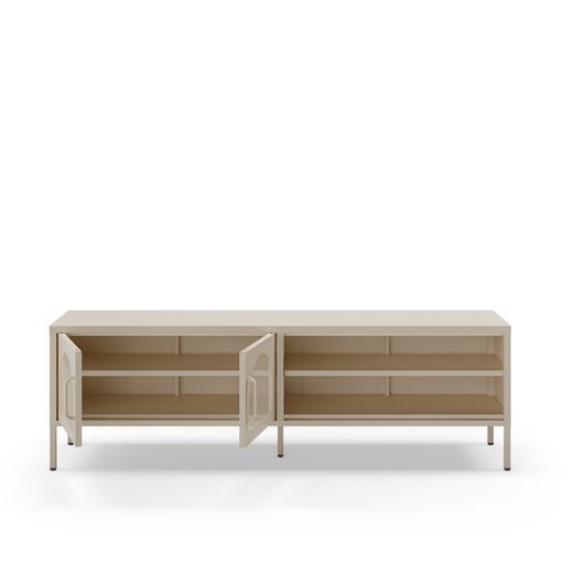 Beige metal TV stand, 160 x 35 x 50 cm | Diora