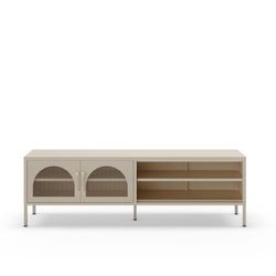 Beige metal TV stand, 160 x 35 x 50 cm | Diora