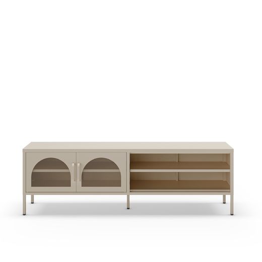 Beige metal TV stand, 160 x 35 x 50 cm | Diora