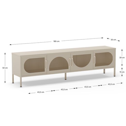 Conjunto de salón compuesto por aparador y mueble de televisión en color crema | Tayra