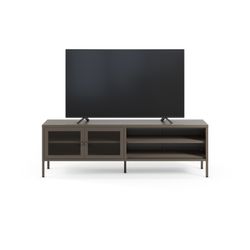 Metal TV stand in mocha, 160 x 35 x 50 cm | Fayna
