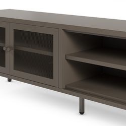 Metal TV stand in mocha, 160 x 35 x 50 cm | Fayna
