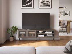 Metal TV stand in mocha, 160 x 35 x 50 cm | Fayna