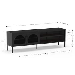 Black metal TV stand, 160 x 35 x 50 cm | Diora