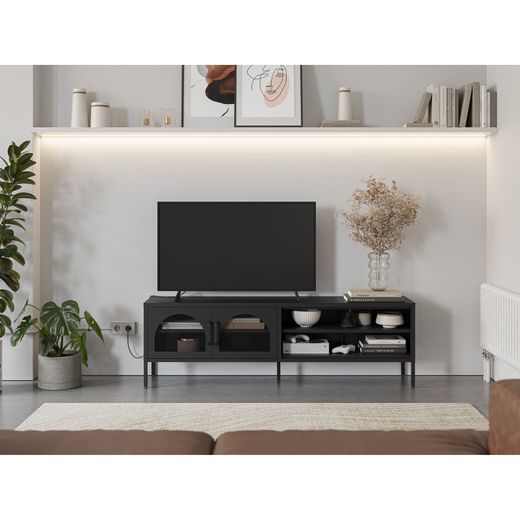 Black metal TV stand, 160 x 35 x 50 cm | Diora