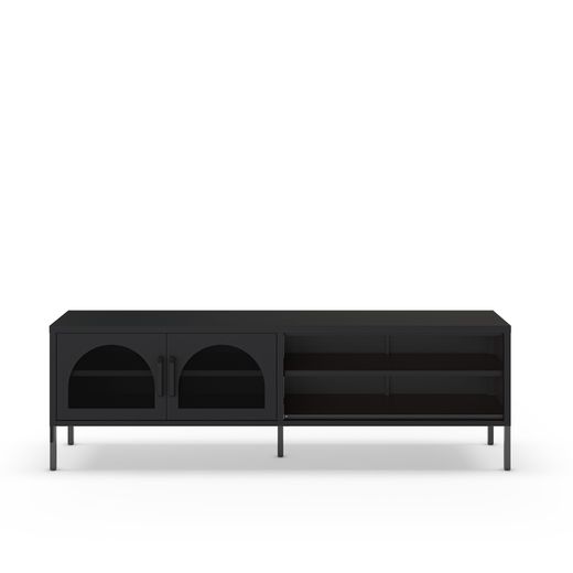 Black metal TV stand, 160 x 35 x 50 cm | Diora