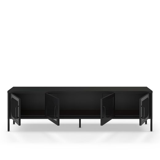 Schwarzer TV-Ständer aus Metall, 180 x 35 x 50 cm | Tayra