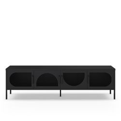 Schwarzer TV-Ständer aus Metall, 180 x 35 x 50 cm | Tayra