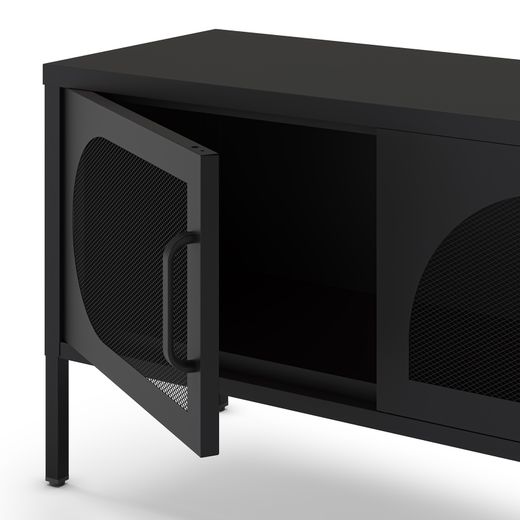 Schwarzer TV-Ständer aus Metall, 180 x 35 x 50 cm | Tayra