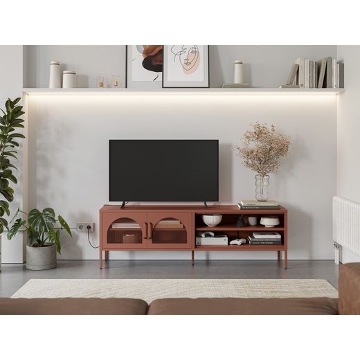 TV-Ständer aus Metall in Terrakotta, 160 x 35 x 50 cm | Diora