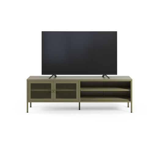 Metal TV stand in green, 160 x 35 x 50 cm | Fayna