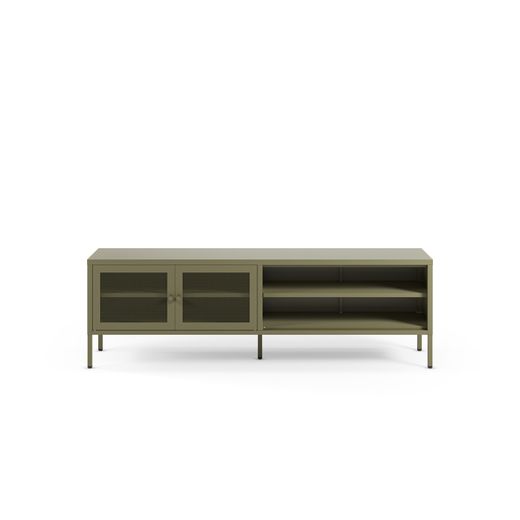 Metal TV stand in green, 160 x 35 x 50 cm | Fayna