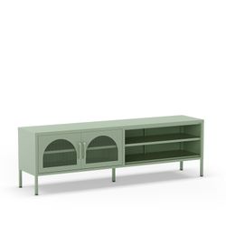 Conjunto de salón compuesto por aparador alto y mueble de televisión en color verde menta| Diora