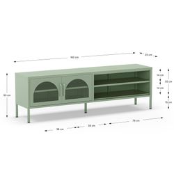 Conjunto de salón compuesto por aparador alto y mueble de televisión en color verde menta| Diora