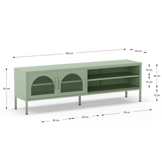 Conjunto de salón compuesto por aparador alto y mueble de televisión en color verde menta| Diora