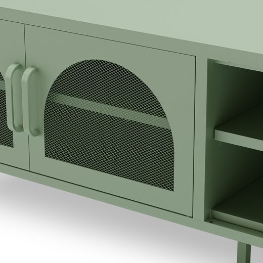 Conjunto de salón compuesto por aparador alto y mueble de televisión en color verde menta| Diora