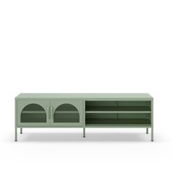 Conjunto de salón compuesto por aparador alto y mueble de televisión en color verde menta| Diora