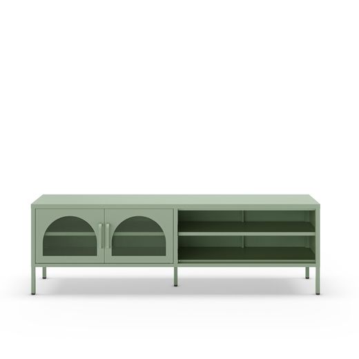 Conjunto de salón compuesto por aparador alto y mueble de televisión en color verde menta| Diora