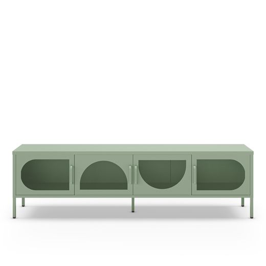 Metal TV stand in mint green, 180 x 35 x 50 cm | Tayra
