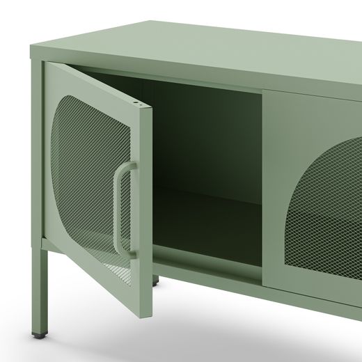 Metal TV stand in mint green, 180 x 35 x 50 cm | Tayra
