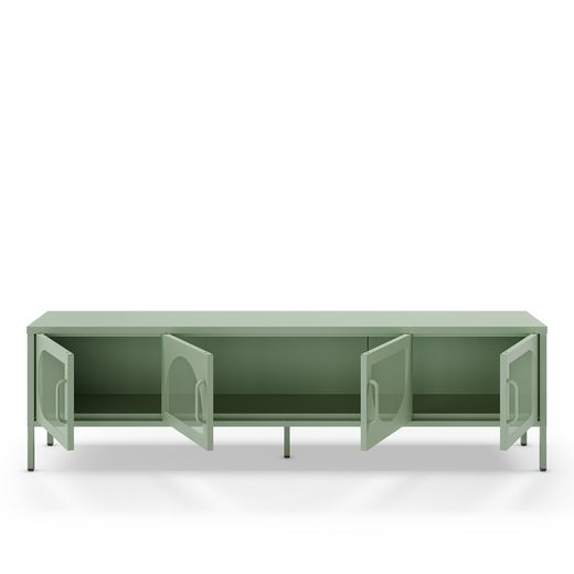 Metal TV stand in mint green, 180 x 35 x 50 cm | Tayra
