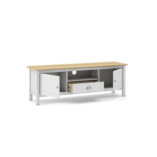 Wit grenen tv meubel, 158 x 40 x 53 cm | nevelig