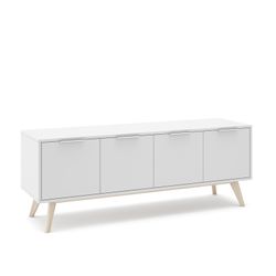 Conjunto de salón compuesto por aparador de 165 cm y mueble TV con 4 puertas en blanco  | Campus