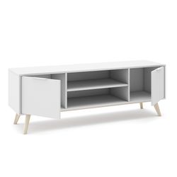Living room set consisting of a 165 cm sideboard and a TV stand with two doors in white | Campus