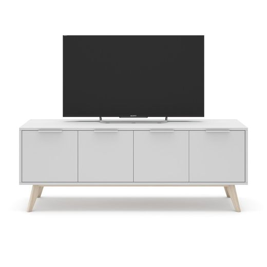 Conjunto de salón compuesto por aparador de 165 cm y mueble TV con 4 puertas en blanco  | Campus
