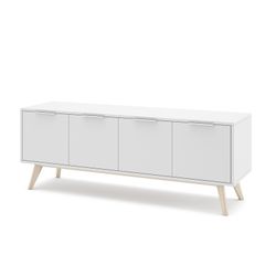 Conjunto de salón compuesto por aparador de 165 cm y mueble TV con 4 puertas en blanco  | Campus