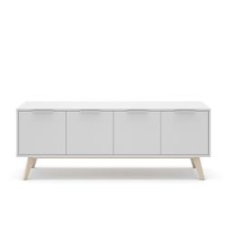 Conjunto de salón compuesto por aparador de 165 cm y mueble TV con 4 puertas en blanco  | Campus