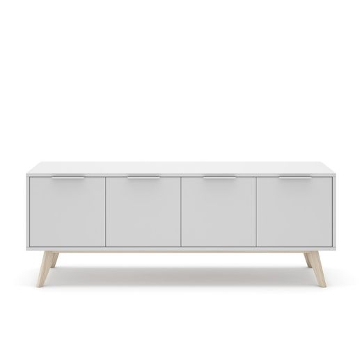 Conjunto de salón compuesto por aparador de 165 cm y mueble TV con 4 puertas en blanco  | Campus