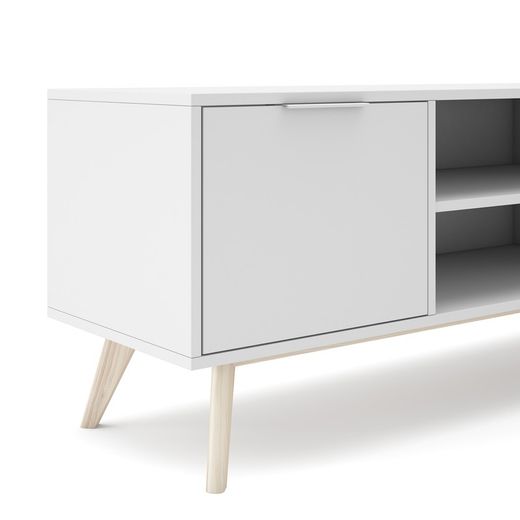 Living room set consisting of a 165 cm sideboard and a TV stand with two doors in white | Campus