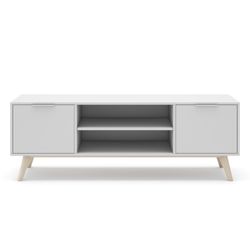 Living room set consisting of a 165 cm sideboard and a TV stand with two doors in white | Campus
