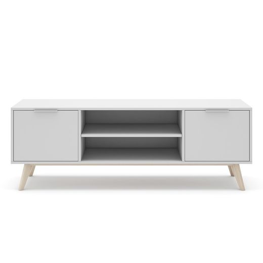 Living room set consisting of a 165 cm sideboard and a TV stand with two doors in white | Campus