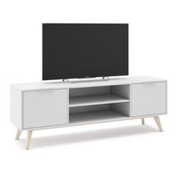 Living room set consisting of a 165 cm sideboard and a TV stand with two doors in white | Campus
